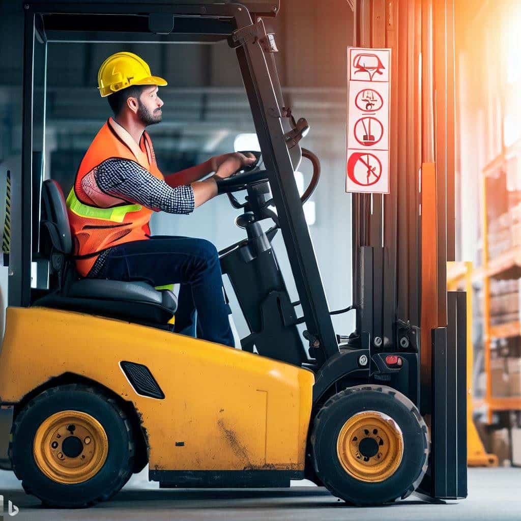This hero image focuses on the key elements of accident prevention. It features a split-screen design, with one side showing a forklift accident scene highlighting the consequences, such as damaged goods and injured workers. The other side depicts a well-maintained forklift in a safe environment, with clear signage, proper loading techniques, and a trained operator. The image conveys a clear contrast between the risks of accidents and the importance of prevention.