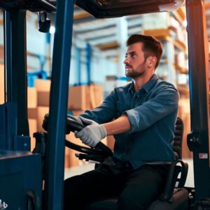 The hero image could feature a professional forklift driver operating a forklift in a well-designed and ergonomic workspace. The driver should be wearing appropriate safety gear and demonstrating safe handling techniques. The image should convey a sense of safety, efficiency, and professionalism.